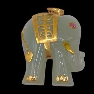 Gold Elephant Pendant Necklace with Ornamental Design